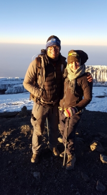 Bryde and Natalie at Uhuru Peak on Mount Kilimanjaro.